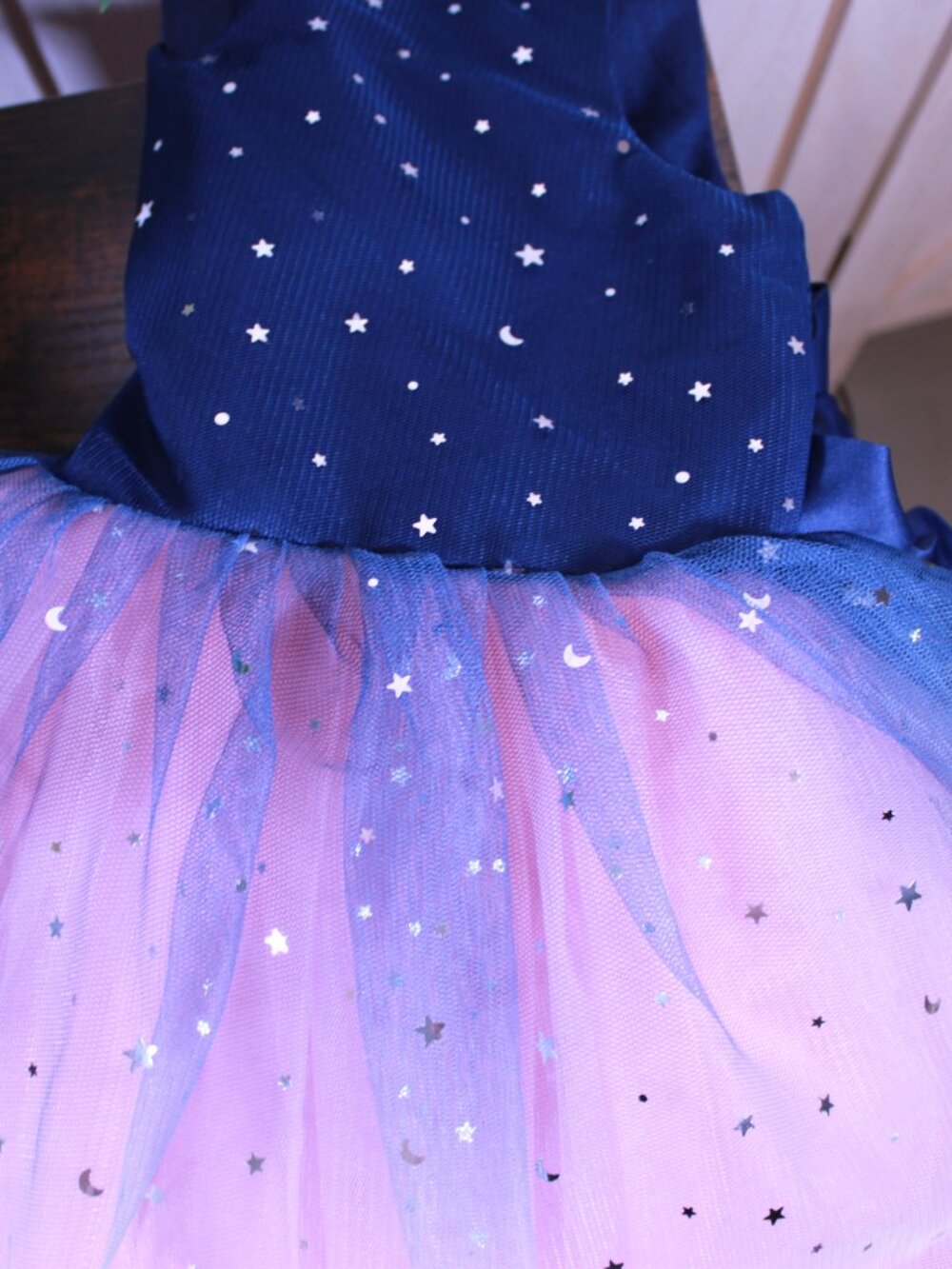 Glamulice Kids Ombre Star Tulle Navy Blush Pink Party Tutu Dress Size 6 Girls - Picture 8 of 10
